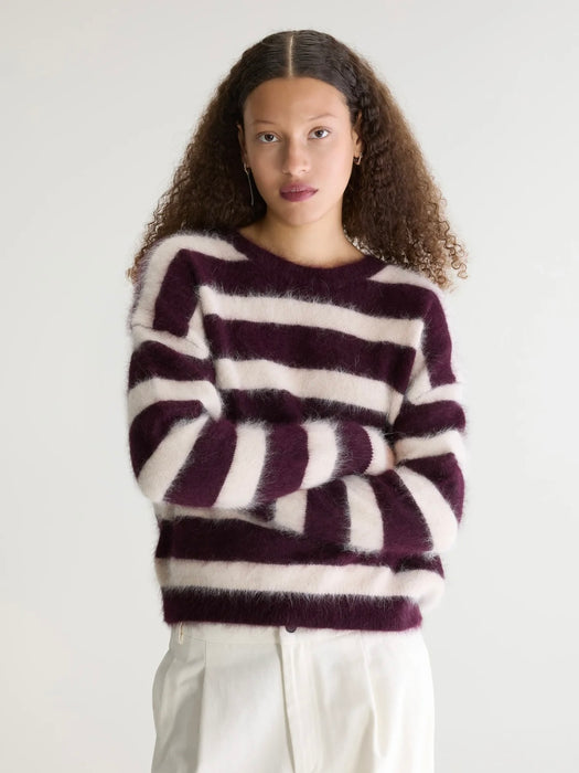 Bellerose Datus Knit in Stripe B Burgundy/Beige