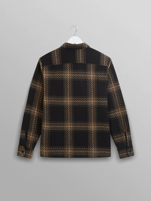 Wax London Whiting Overshirt in Black/Beige Zap Check