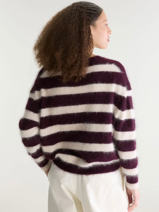 Bellerose Datus Knit in Stripe B Burgundy/Beige