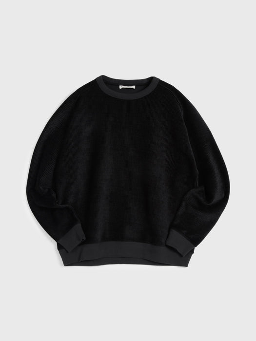 YMC Men Almost Grown Sweatshirt in Black Velour