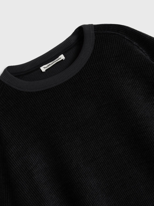 YMC Men Almost Grown Sweatshirt in Black Velour