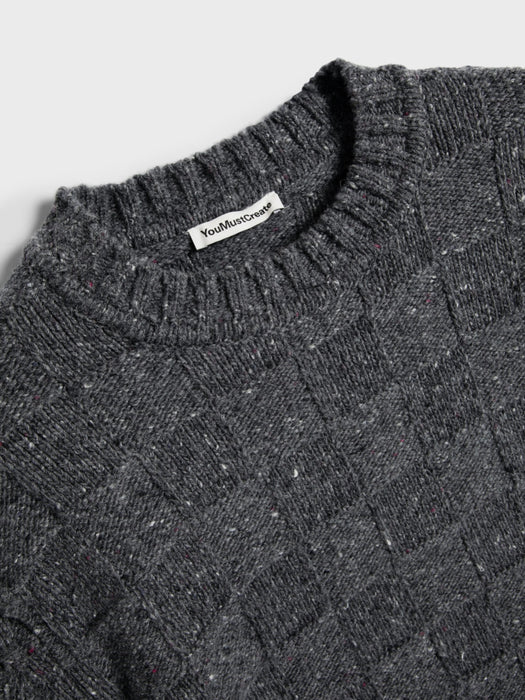 YMC Men Undertones Knit in Charcoal Donegal