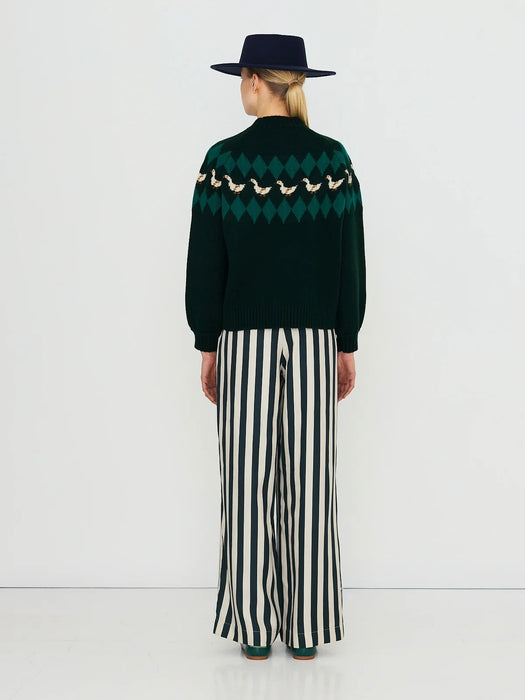 The Tiny Big Sister Geese Sweater in Green
