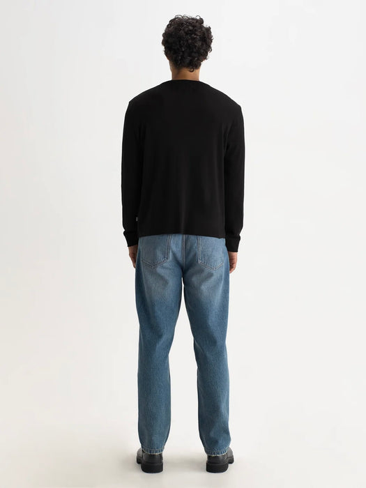 Wax Caleb LS Henley Black Slub