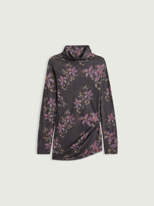 Soeur Lisia T-shirt Top in Anthracite/Violet