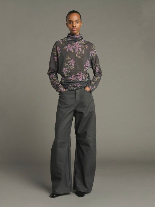 Soeur Lisia T-shirt Top in Anthracite/Violet