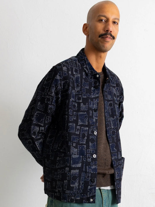 Folk Assembly Jacket in Deep Indigo Jacquard