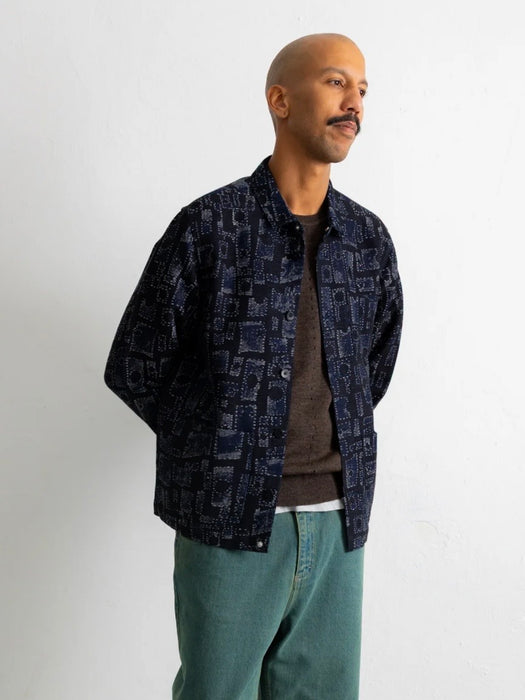 Folk Assembly Jacket in Deep Indigo Jacquard