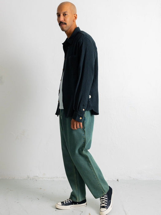Folk Easy Fit Shirt in Navy Crinkle Check