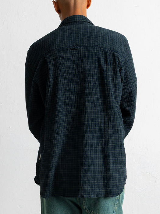 Folk Easy Fit Shirt in Navy Crinkle Check
