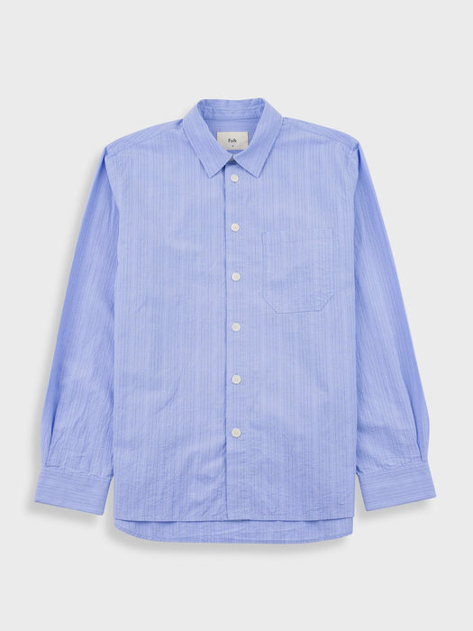 Folk Easy Fit Shirt in Blue Fine Stripe