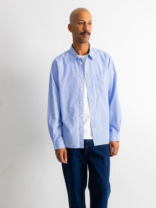 Folk Easy Fit Shirt in Blue Fine Stripe