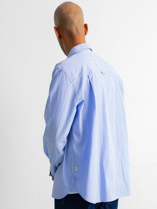 Folk Easy Fit Shirt in Blue Fine Stripe