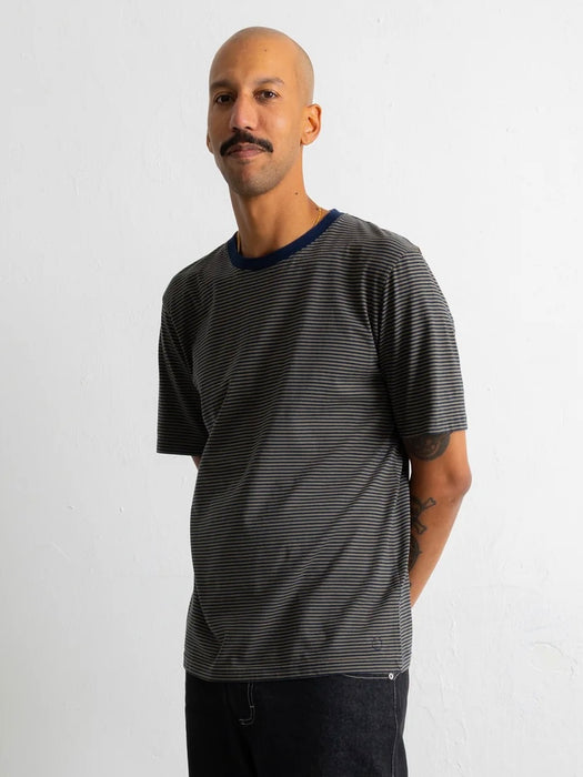 Folk 1X1 Stripe T-Shirt in Navy/Olive