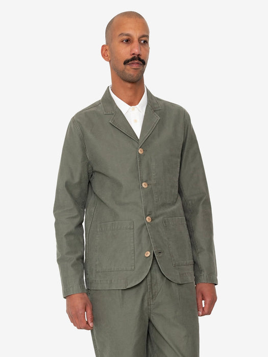 Folk Men Patch Jacket in Dark Olive Slub