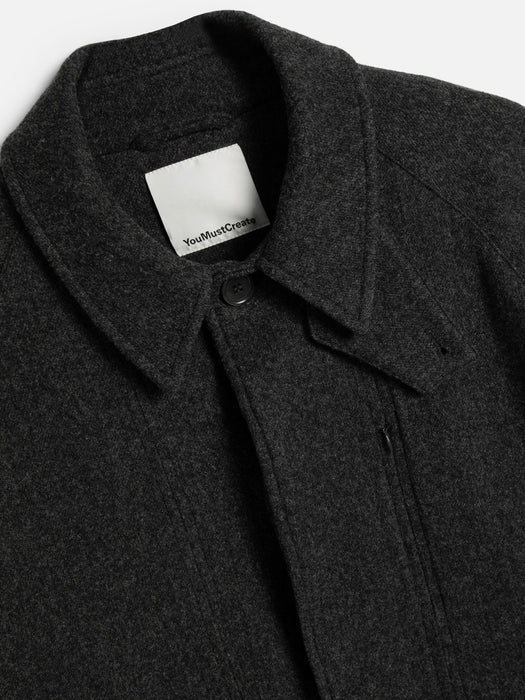 YMC Men Tyrell Trench Coat in Grey Melange