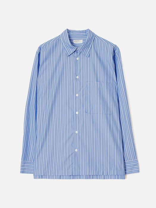 Universal Works Lucky Shirt in Refab Blue Stripe