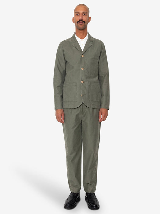 Folk Men Patch Jacket in Dark Olive Slub