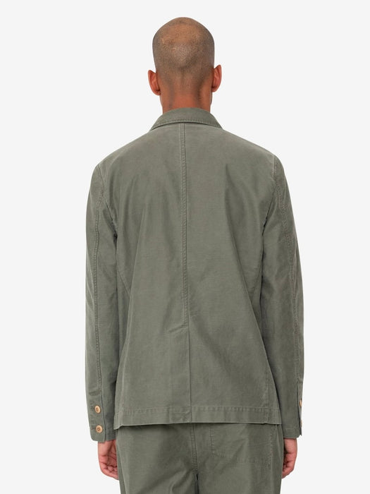 Folk Men Patch Jacket in Dark Olive Slub