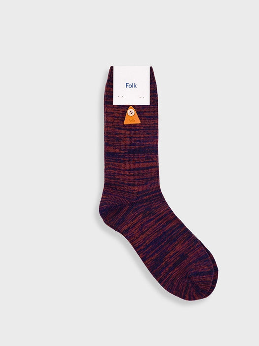Folk Melange Socks in Navy Espresso Mix