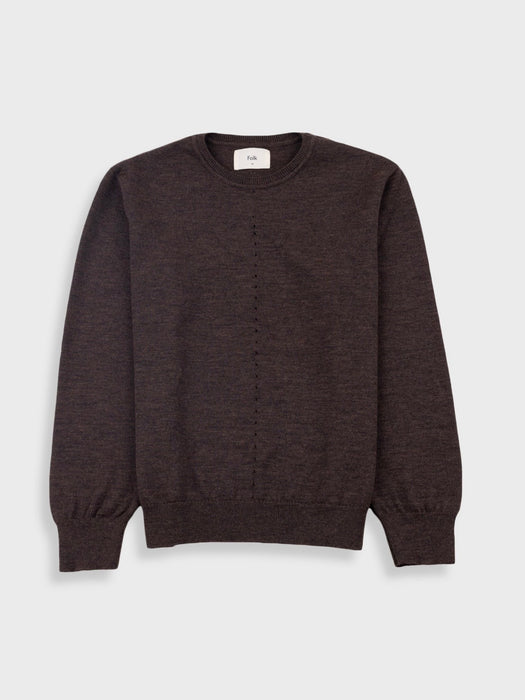 Folk Fine Knit Crew in Espresso Melange