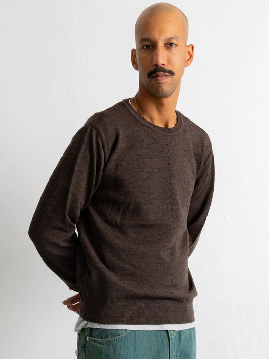 Folk Fine Knit Crew in Espresso Melange