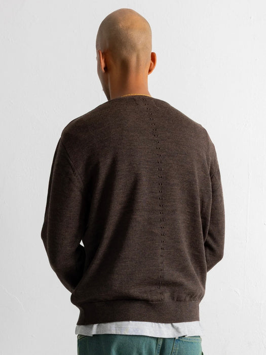 Folk Fine Knit Crew in Espresso Melange