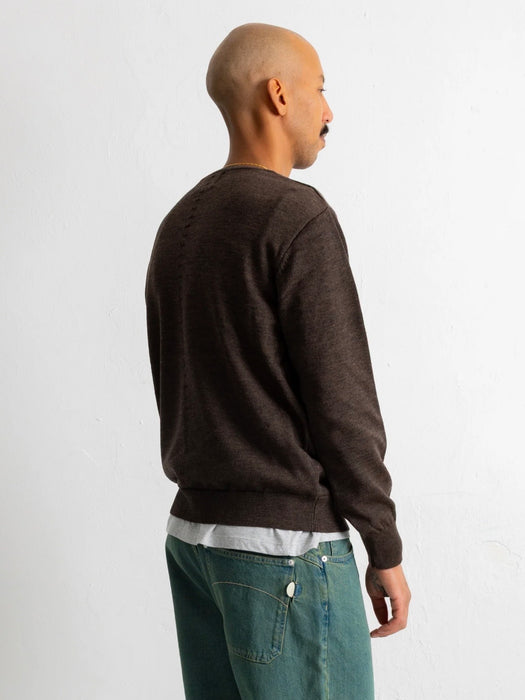Folk Fine Knit Crew in Espresso Melange