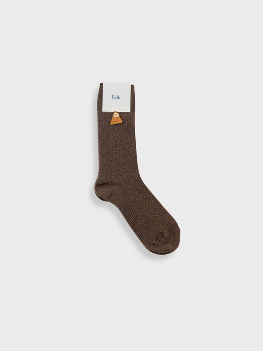 Folk Waffle Socks in Espresso