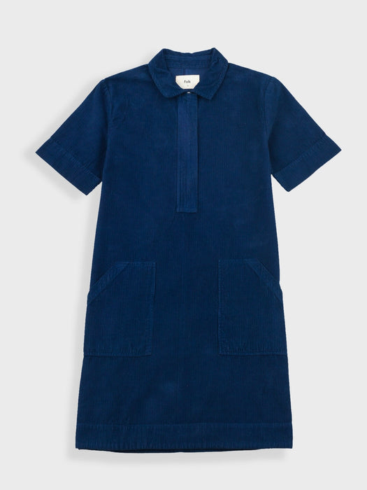 Folk Women A-Line Zip Dress in Washed Ink Cord