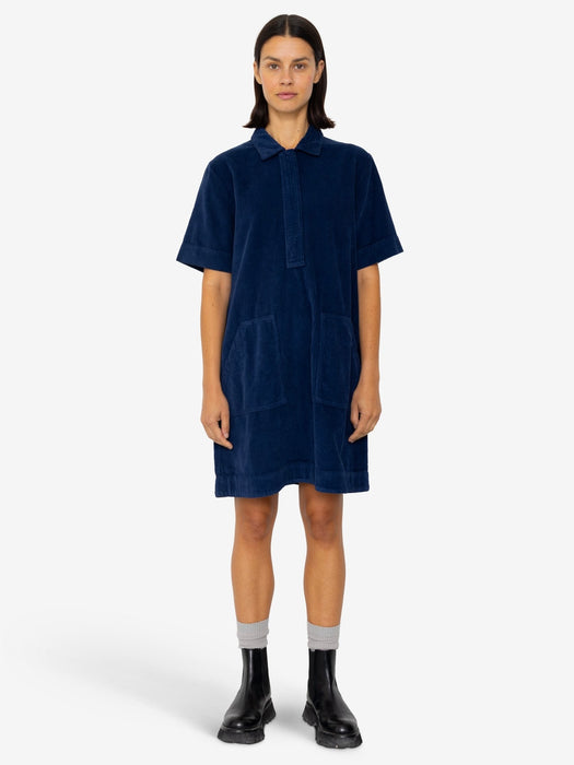 Folk Women A-Line Zip Dress in Washed Ink Cord
