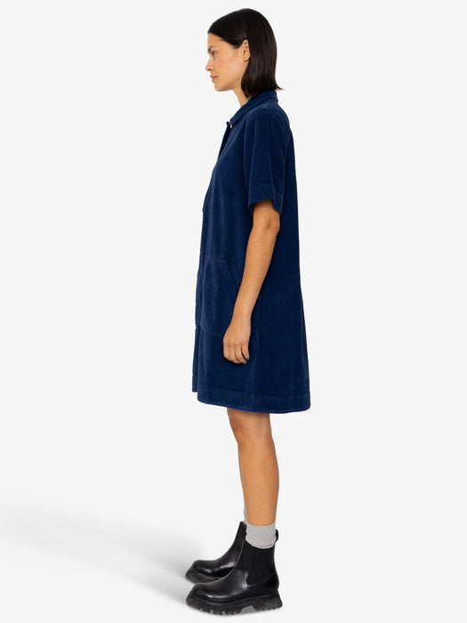 Folk Women A-Line Zip Dress in Washed Ink Cord