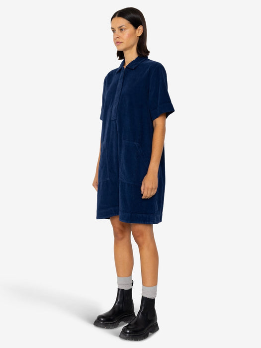 Folk Women A-Line Zip Dress in Washed Ink Cord
