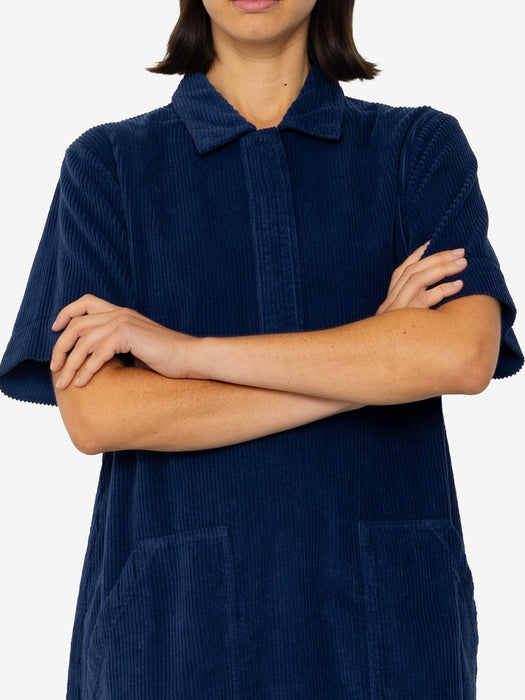 Folk Women A-Line Zip Dress in Washed Ink Cord