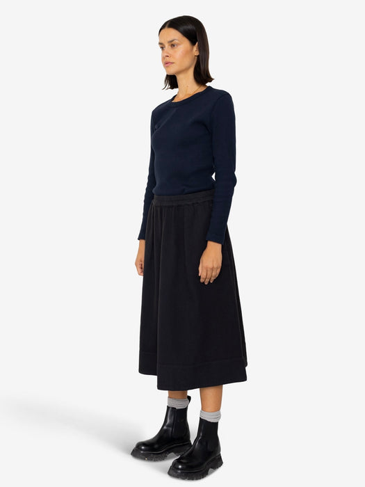Folk Women Full Seam Skirt in Black Basketweave