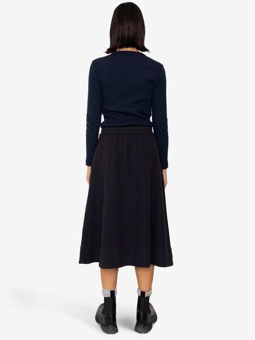 Folk Women Full Seam Skirt in Black Basketweave