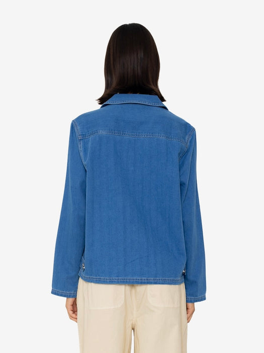 Folk Women Worker Overshirt in Denim Herringbone