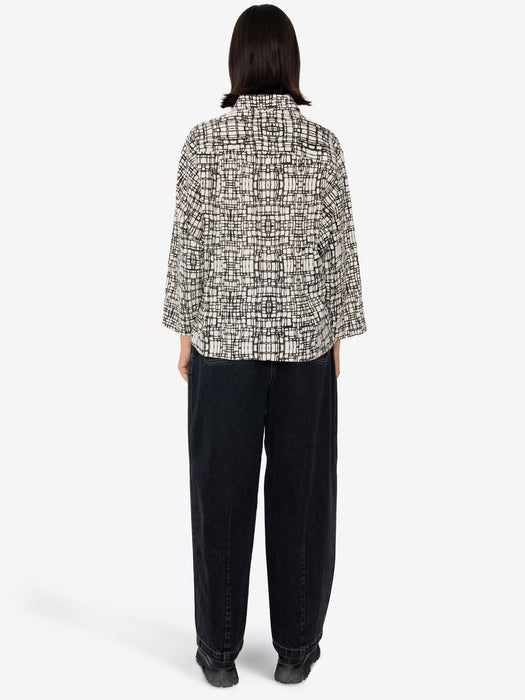 Folk Women Archive Shirt in Black Ecru Maze Print