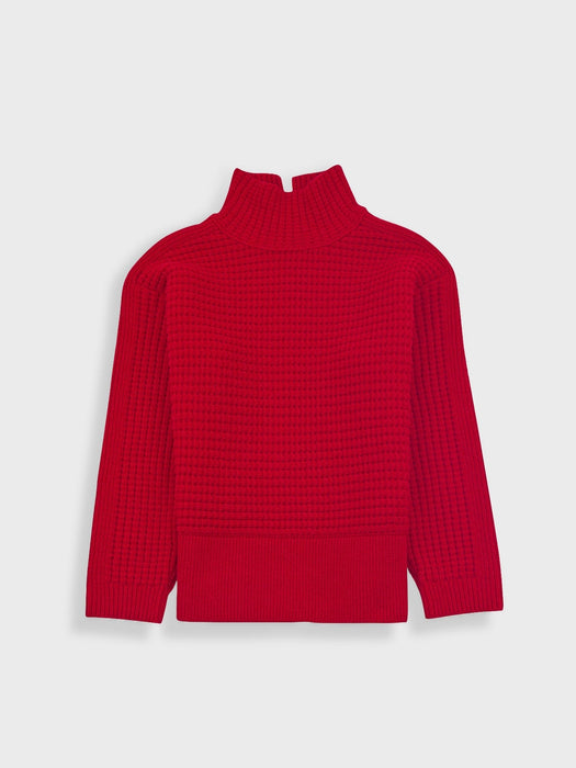Folk Women Open Funnel Neck Jumper in Carnation