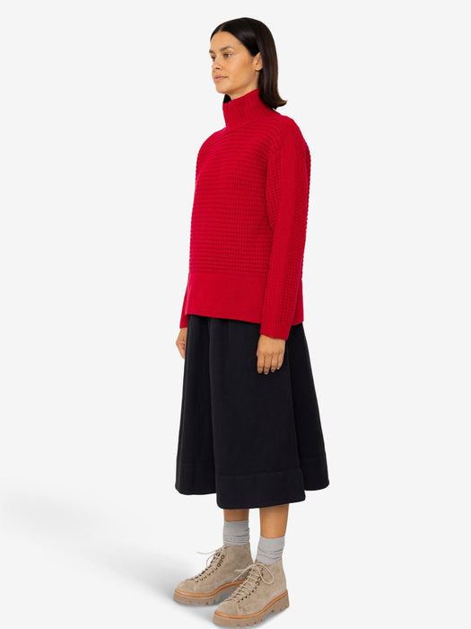 Folk Women Open Funnel Neck Jumper in Carnation