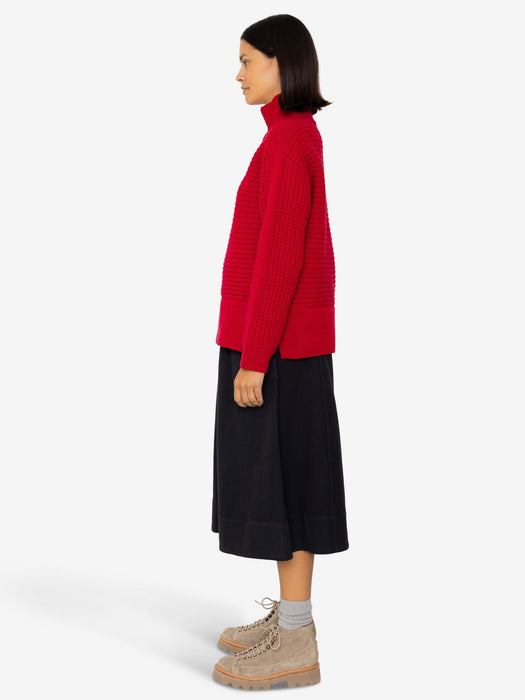 Folk Women Open Funnel Neck Jumper in Carnation