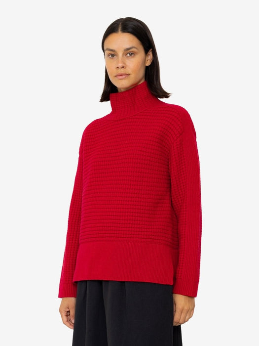 Folk Women Open Funnel Neck Jumper in Carnation