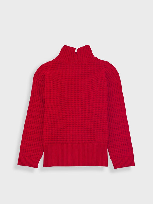 Folk Women Open Funnel Neck Jumper in Carnation