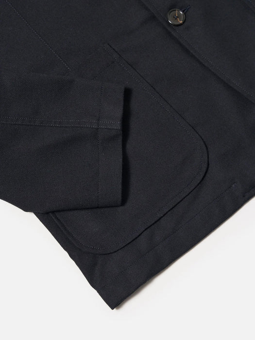 Universal Works Two Button Jacket in Dark Navy Upcycled Tweed