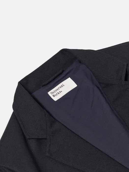 Universal Works Two Button Jacket in Dark Navy Upcycled Tweed