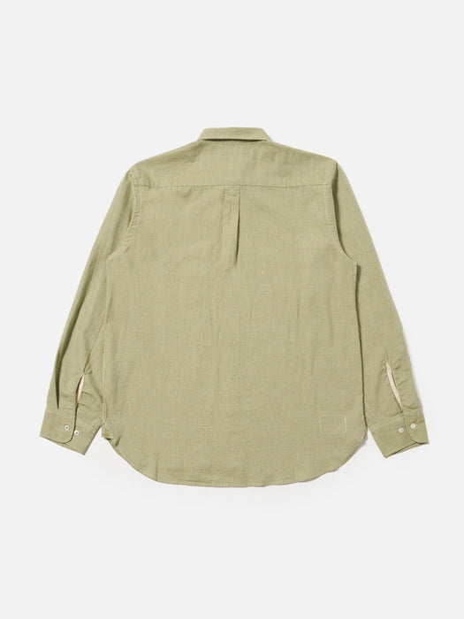Universal Works Lazy Day Shirt in Green Neptune Cotton