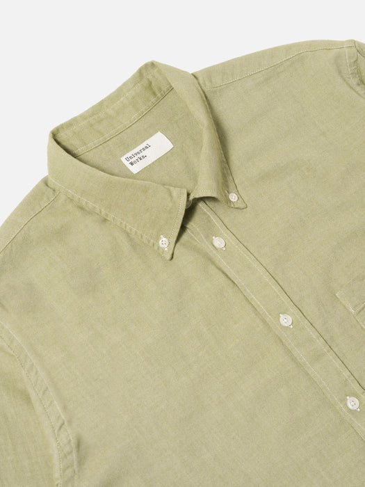 Universal Works Lazy Day Shirt in Green Neptune Cotton
