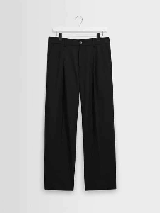 Wax Piper Wool Blend Trouser in Black Twill