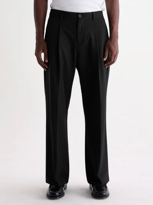 Wax Piper Wool Blend Trouser in Black Twill