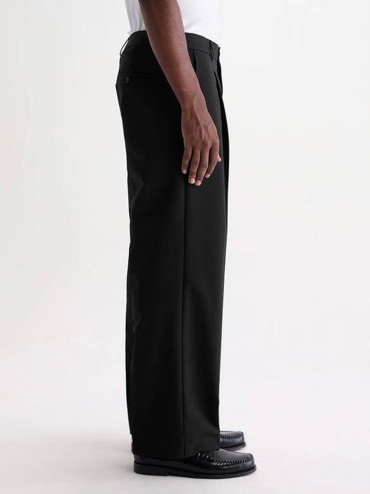 Wax Piper Wool Blend Trouser in Black Twill
